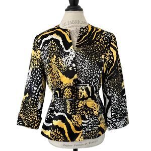Isabella Suits Vintage Beltd Blazer Abstract Animal Print Retro Jacket Sz 12 (L)